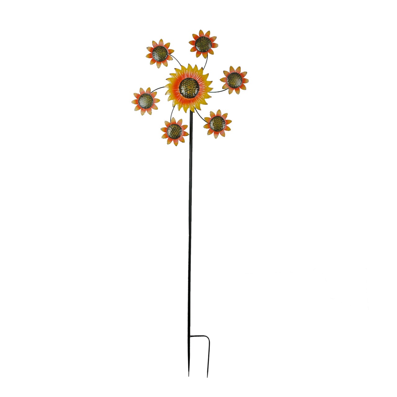 Colorful Sunflower Pinwheel Garden Twirler Wind Spinner Stake 70.5 Inches High